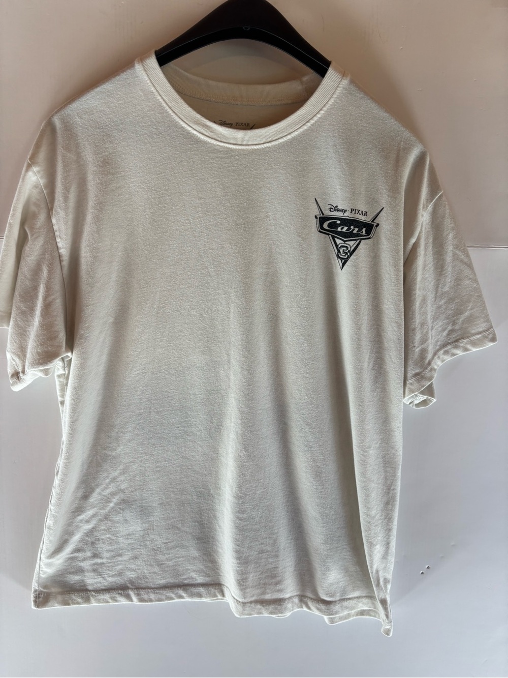Disney Pixar Cars 3 Lightning McQueen Cotton White Double-Sided Tee Medium